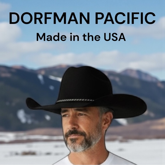 Dorfman Pacific Other - Dorfman Pacific Black Felt Western Hat Braided Band Horsehair Tassel 4” Brim USA